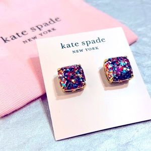 Kate Spade Small Square Glitter Stud Earrings, Multi-Glitter